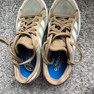 Adidas Tan and White Sneakers
